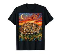 Gato MAU Egipcio Noche Estrellada durmiendo felino Obra de Arte Camiseta