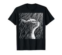 Gato Melancólico bajo la Lluvia - Arte en Blanco y Negro Camiseta