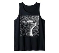 Gato Melancólico bajo la Lluvia - Arte en Blanco y Negro Camiseta sin Mangas