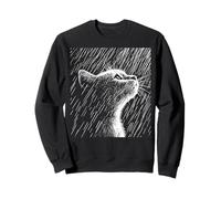 Gato Melancólico bajo la Lluvia - Arte en Blanco y Negro Sudadera
