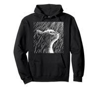 Gato Melancólico bajo la Lluvia - Arte en Blanco y Negro Sudadera con Capucha