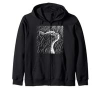 Gato Melancólico bajo la Lluvia - Arte en Blanco y Negro Sudadera con Capucha
