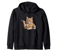 Gato Meme Gato Fumando Cigarrillo Y Cerveza Malos Meme Gen Z Sudadera con Capucha