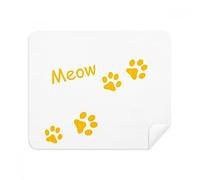 Gato Meow Animal Amarillo huella de huellas de huellas de huellas para limpiar la pantalla del teléfono gafas paño de limpieza 2 piezas de tela de ante