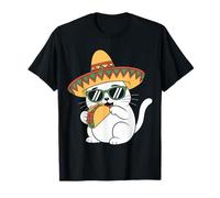 Gato Mexicano Comiendo un Taco Fiesta del Cinco de Mayo Camiseta