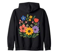 Gato Mirando A Través De Flores Lindo Floral Gatito Amante Sudadera con Capucha