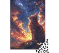 Gato Mirando Las Estrellas 1000 Pieza Stock De Cartas Premium Rompecabezas Conjunto Desafío Juego Educativo Presente Divertido Idea De Regalo Decoración 38x26cm/1000pcs