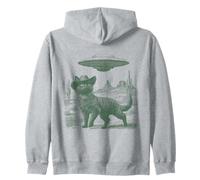 Gato Misterioso en Sombrero Desierto UFO Encuentro Estilo Vintage Sudadera con Capucha