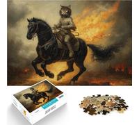 Gato Montando un Caballo de Guerra Rompecabezas de 2000 Piezas para Adultos Juguetes para aliviar el estrés Gran Regalo para Juegos 70x100cm