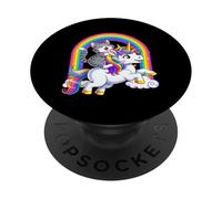 Gato Montando Unicornio Arco Iris Fantasía Lindo PopSockets PopGrip Adhesivo