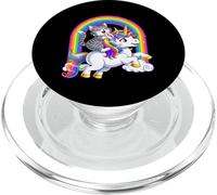 Gato Montando Unicornio Arco Iris Fantasía Lindo PopSockets PopGrip para MagSafe