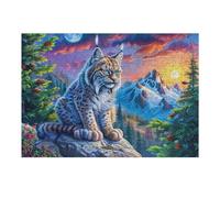 Gato Montés en el Paisaje Nevada Rompecabezas 300 Piezas Cartón para Principiantes Días Lluviosos Tiempo Libre En Casa para Reyes Magos Detalle De Cumpleaños 300 PCS