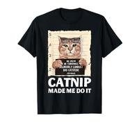 Gato Mugshot Humor Bad Cattitude Kitty Dueño de Mascota Travesuras Arte Camiseta