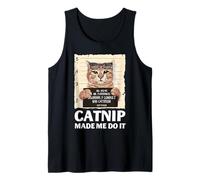 Gato Mugshot Humor Bad Cattitude Kitty Dueño de Mascota Travesuras Arte Camiseta sin Mangas