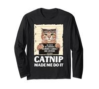 Gato Mugshot Humor Bad Cattitude Kitty Dueño de Mascota Travesuras Arte Manga Larga