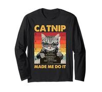 Gato Mugshot Humor Bad Cattitude Kitty Dueño de Mascota Travesuras Arte Manga Larga