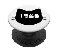 Gato nacido en 1960 Año Cumpleaños Mamá Papá de gato PopSockets PopGrip Adhesivo
