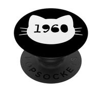 Gato nacido en 1960 Año Cumpleaños Mamá Papá de gato PopSockets PopGrip Adhesivo