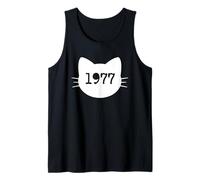 Gato nacido en 1977 Año Cumpleaños Mamá Papá de gato Camiseta sin Mangas