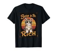 Gato Nacido para ser Rico, Estilo Retro y Genial como un Gatito Camiseta