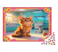 Gato Naranja Adorable Puzzle de 1000 Piezas Papel para Adultos Habitación Luminosa Juego de Puzzle 1000 Piezas Relajación Hogar Familia Regalo 52x38cm/1000pcs