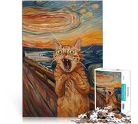 Gato Naranja El Grito Puzzles de 1000 Piezas para Adolescentes Juguetes adictivos Que desafían la Inteligencia Cerebral Regalo Divertido 38x26cm