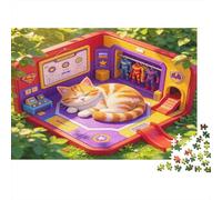 Gato Naranja Espacio Interior de Ocio Puzzle de 1000 Piezas Puzzle para Adultos Relajación Enfoque Puzzle para Toda la Familia Decoración Regalo 38x26cm/1000pcs