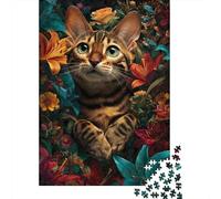 Gato Naranja Tocando violín Puzzle de 1000 Piezas Papel para Adultos Escena de jardín mágico Juego de Puzzle 1000 Piezas Relajación Decoración Regalo 38x26cm/1000pcs