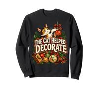 Gato navideño Divertido Que Decora el Gatito Calico Sudadera