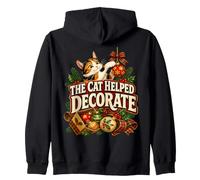 Gato navideño Divertido Que Decora el Gatito Calico Sudadera con Capucha