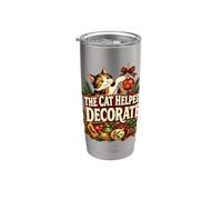 Gato navideño divertido que decora el gatito Calico Vaso térmico de acero inoxidable de doble pared