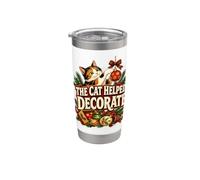Gato navideño divertido que decora el gatito Calico Vaso térmico de acero inoxidable de doble pared
