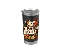 Gato navideño divertido que decora el gatito Calico Vaso térmico de acero inoxidable de doble pared