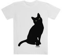 Gato Negro Blanca De Manga Corta para Niños White Kids tee Short Sleeve T-Shirt