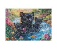 Gato Negro Bosque Nocturno Puzzle 300 Piezas Cartón Resistente para Parejas Entretenimiento En Casa Relajación Mental Regalo Aniversario 300 PCS