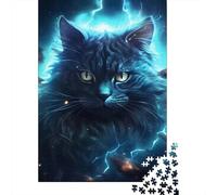 Gato Negro Brillo Eléctrico Puzzle de 1000 Piezas Puzzle para Adultos Escena Nocturna Puzzle para Toda la Familia Decoración Hogar Regalo 52x38cm/1000pcs