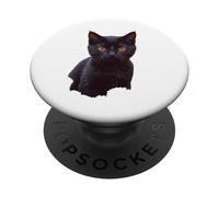 Gato Negro Bruja Estética Mística Felino Ojos Naranja PopSockets PopGrip Adhesivo