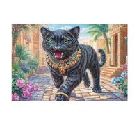 Gato Negro Caminando Puzzle 1000 Piezas Educativo Impresión HD Juego De Rompecabezas para Familia Entretenimiento Inteligente Construir Maquetas 1000 PCS