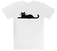 Gato Negro Camiseta Blanca para Niños Camiseta De Manga Corta para Niños Kids White tee Children Short Sleeve T-Shirt