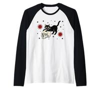 Gato Negro con Calavera | Gothic EMO Dark Cat Lover Camiseta Manga Raglan