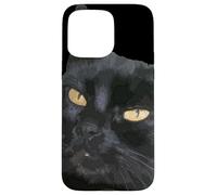 Gato negro con hermosos ojos amarillos Vector Art Cut Out Carcasa para iPhone 15 Pro Max
