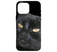 Gato negro con hermosos ojos amarillos Vector Art Cut Out Carcasa para iPhone 16 Pro Max