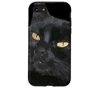 Gato negro con hermosos ojos amarillos Vector Art Cut Out Carcasa para iPhone SE (2020) / 7 / 8