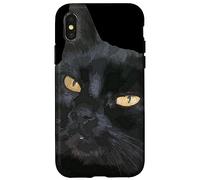 Gato negro con hermosos ojos amarillos Vector Art Cut Out Carcasa para iPhone X/XS