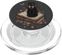 Gato Negro con Lazo En Libro De Hechizos Cuentos Gótico Halloween PopSockets PopGrip para MagSafe