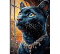 Gato Negro con Ojos Brillantes Puzzle 1000 Piezas Cartón Resistente para Niños Mayores 14 Años Paisajes y Ciencia ficción Estimulación Cerebral Reunión Familiar Juegos Pieza Decorativa Casa 1000 PCS