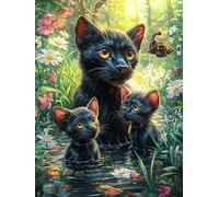 Gato Negro con su Gatito Rompecabezas 300 Piezas Cartón Grueso para Mayores Cuentos de Hadas de Animales y Plantas Noches Juegos Familiares Estimulación Mental Regalo San Valentín 300 PCS