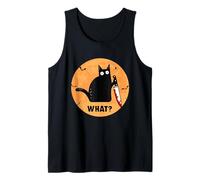 Gato Negro de Halloween con Cuchillo Sangriento ¿Qué ? Camiseta sin Mangas