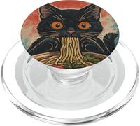 Gato Negro Divertido Comiendo Fideos Pho Vietnamitas PopSockets PopGrip para MagSafe