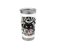Gato negro divertido del club de la mala suerte Vaso térmico de acero inoxidable de doble pared